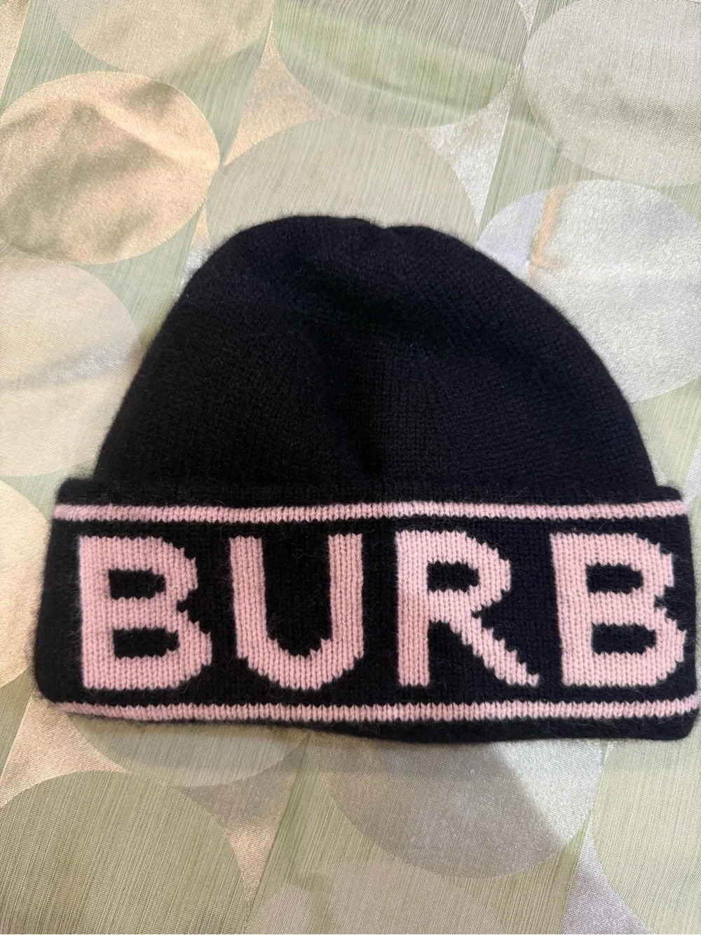Burberry Black Beanie with Logo Border